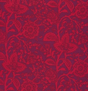 Parisville FRENCH LACE Pomegranate Red Burgundy by Tula Pink for Free Spirit Fabrics - 1 yard