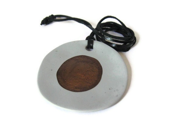 Resin Necklace Pendant - Grey/Bronze Pearl Lilly Pad