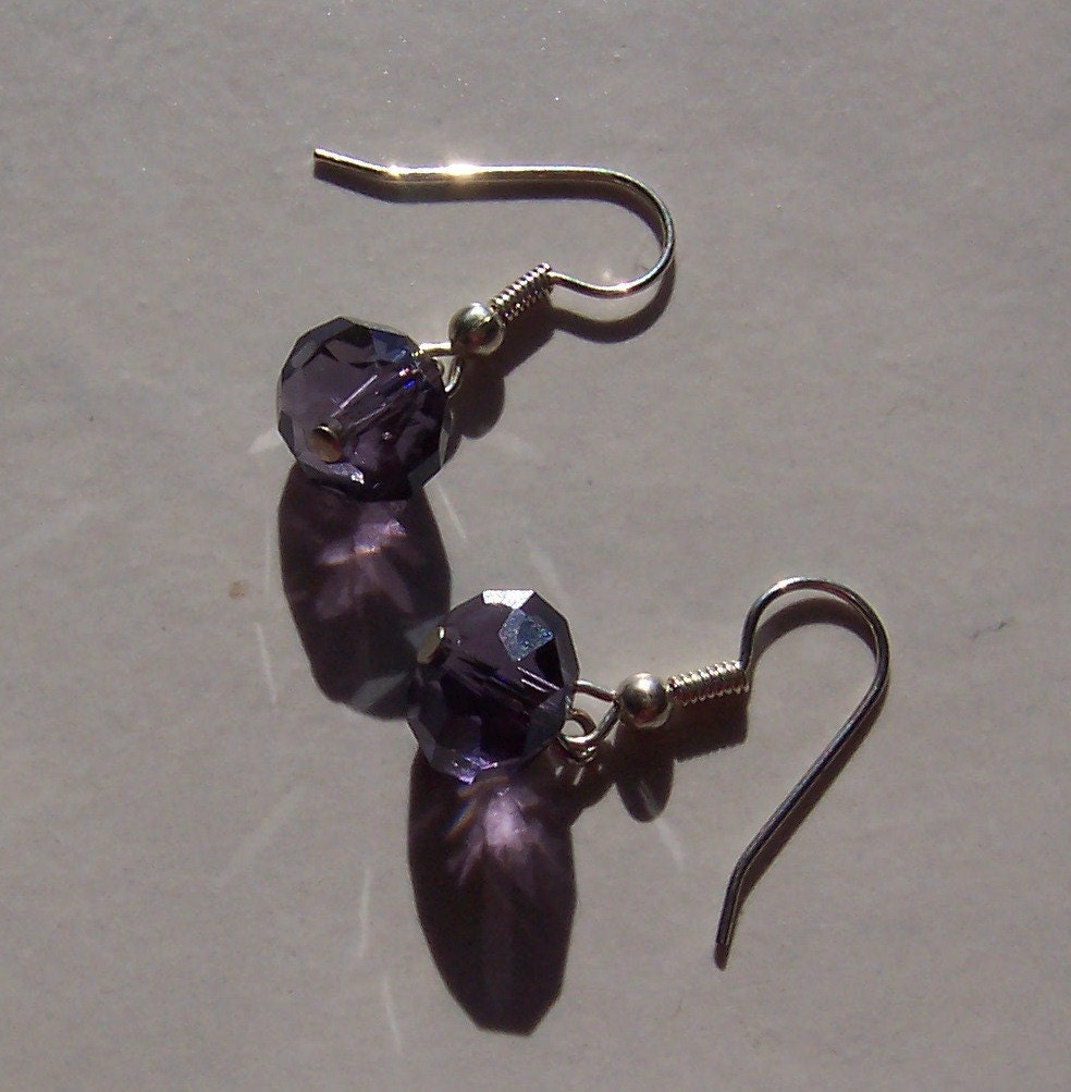 Sparkly Faceted Crystal Earrings in Purple