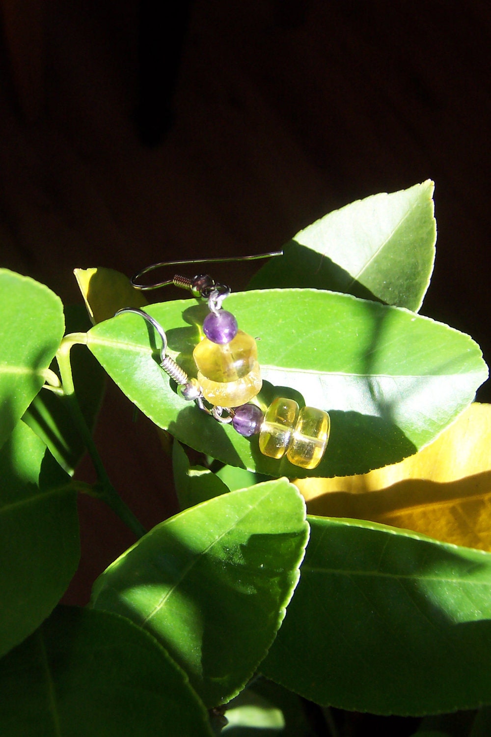 Short Stack Citrine & Amethyst Earrings