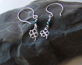 SALE Sterling Silver Four Leaf Clovers With a Super Shiny Green Bead