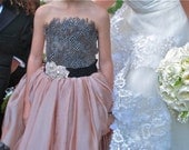 Degas Flower Girl Dress- Blush Pink With Black Tie Crystal Sash