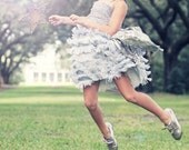 Dove Grey Vera Flapper Flower Girl Dress- With Hand Tied Silver Sash Example