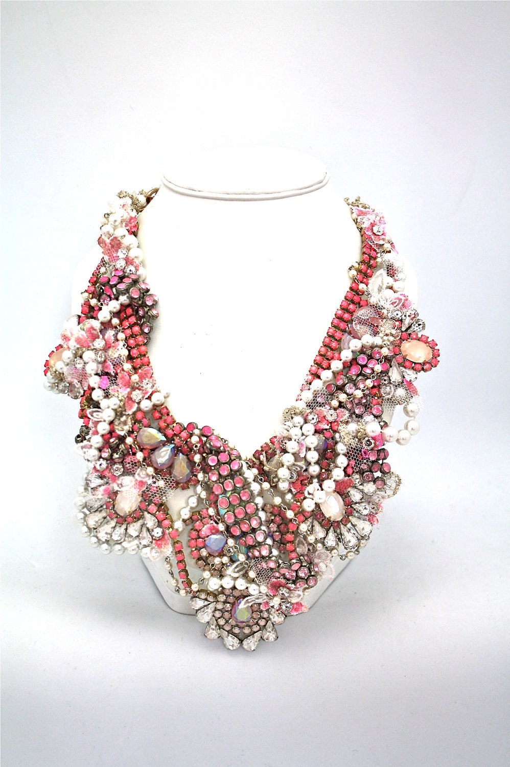 Doloris Petunia One of a Kind Custom Necklace (hand dyed with lace trim from bride's grandmother dress)- Sold Out