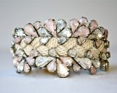 Crystal Sailors Rope Cuff - Natural with Blush Tones (and vintage fisherman's buckle closure)