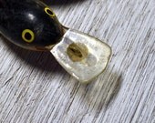 Vintage Fishing Lure Keychain Black with Yellow Eyes and White Belly