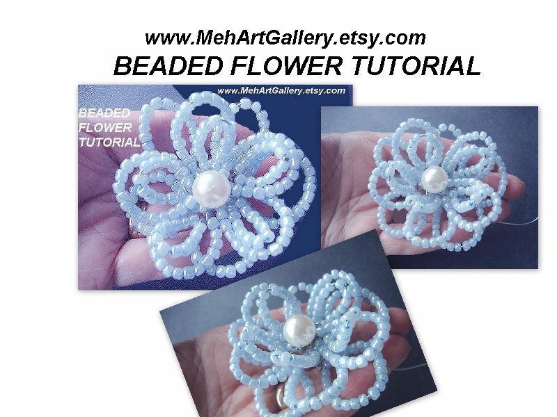 jewelry tutorial flower tutorial  beaded flowers num. 48 make them any size ok to sell your finished flowers. headbands, bridal, shoe clips