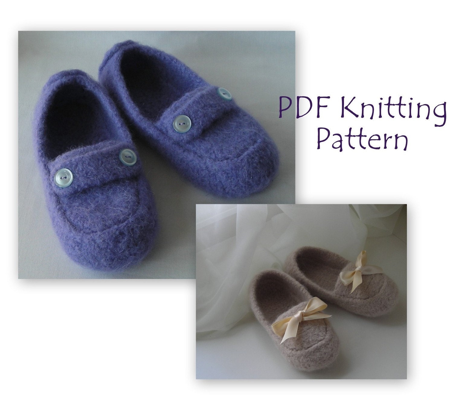 Felted Slipper Patterns three for 14.95 - Knitting Pattern Download PDF - great family gift - mens, womens and kids