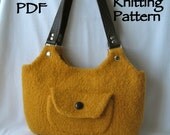 Felted Wool Sweetwater Bag - Knitting Pattern PDF - hand knit purse handbag shoulder bag - includes tutorial on making a fabric lining
