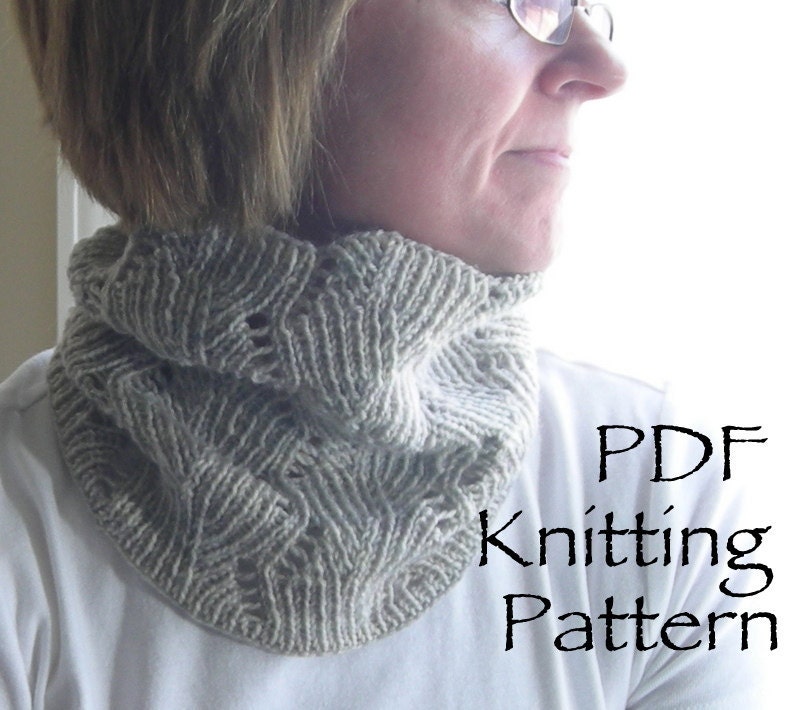 Knitting Pattern PDF- Deco-Leaf Cowl - great for gifts - scarf cowl neckwarmer cozy - knitting pattern using worsted or sock yarn