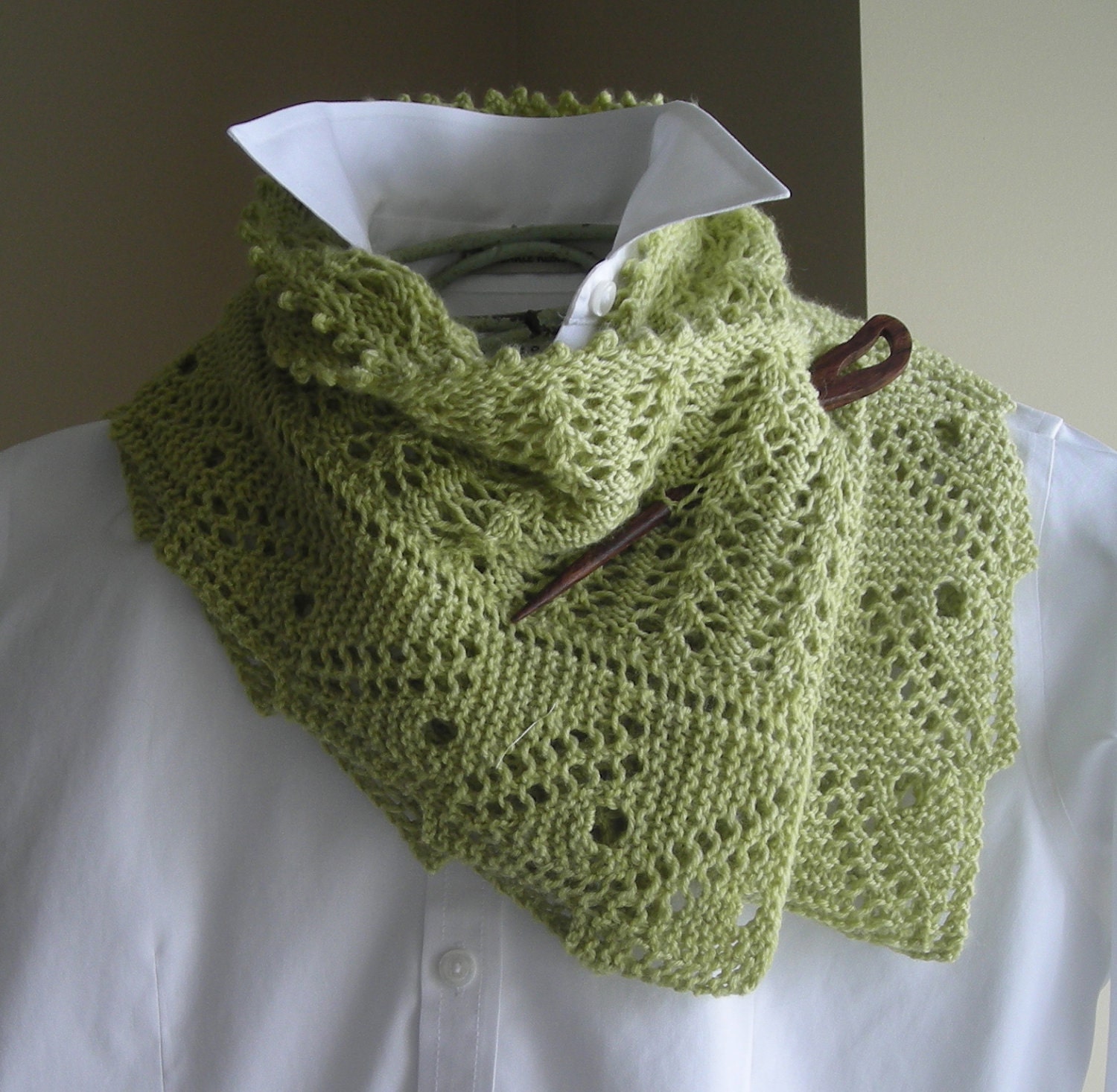Lace Scarf Shawl - Knitting Pattern Downloadable PDF- Front Porch Fern Leaf Lace - spring scarf cowl shawl wrap -  pattern using sock yarn
