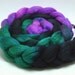 Quick Sizzle - 4 oz Teal Purple Black Handpainted Merino Silk Wool Roving Top