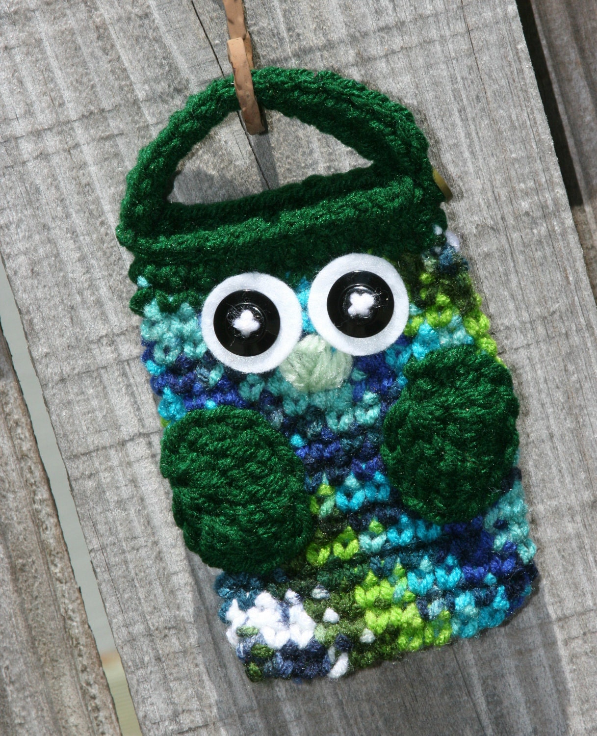 Owl cell phone, iPhone, pocket camera, cozy or case blue, teal, lime green and white fits with Otterbox custom colors available