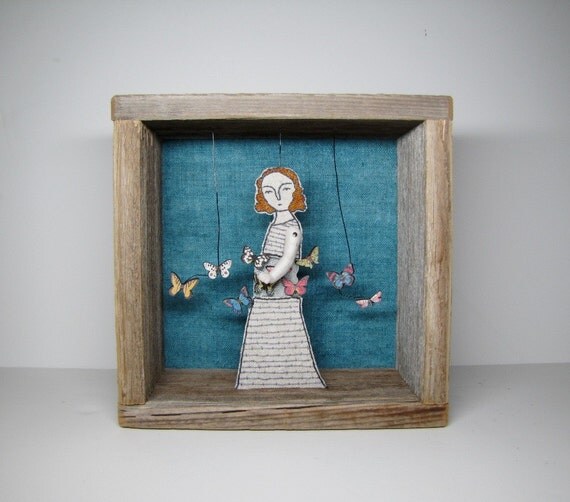 butterflies II - embroidered diorama