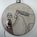 hand embroidery-girl and her horse no. 3 in charcoal gray and deep red