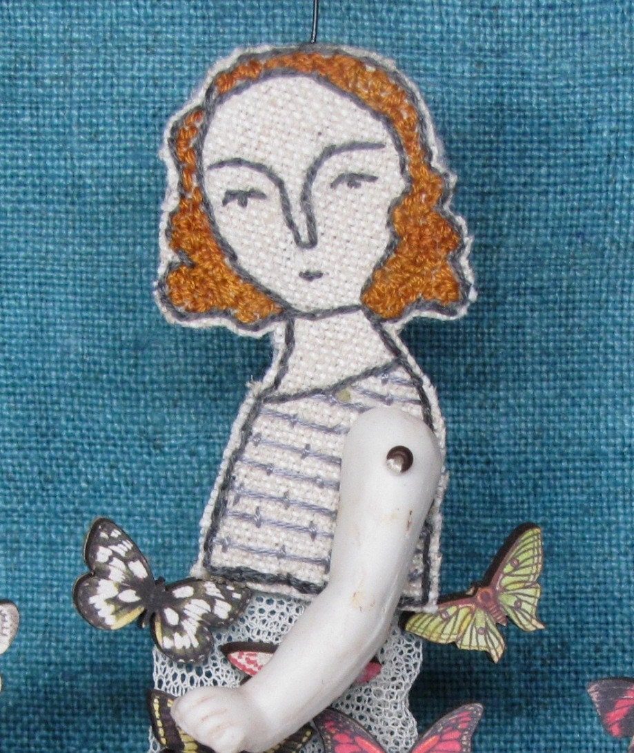 butterflies II - embroidered diorama