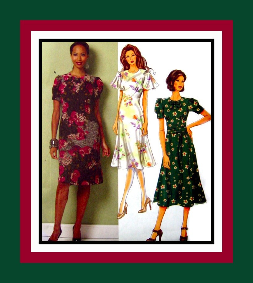 Retro Style Collection of Ladies Frocks -Sewing Pattern - Flared Sleeves- Gathered Cap -Bias Flared Skirt- Uncut -NEW-Size 16-22- Plus Size