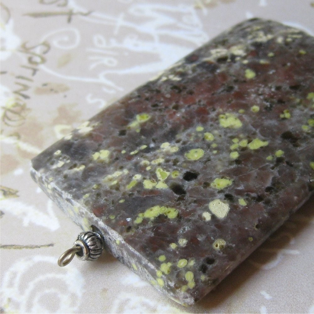 Bead large spotted jasper rectangle pendant