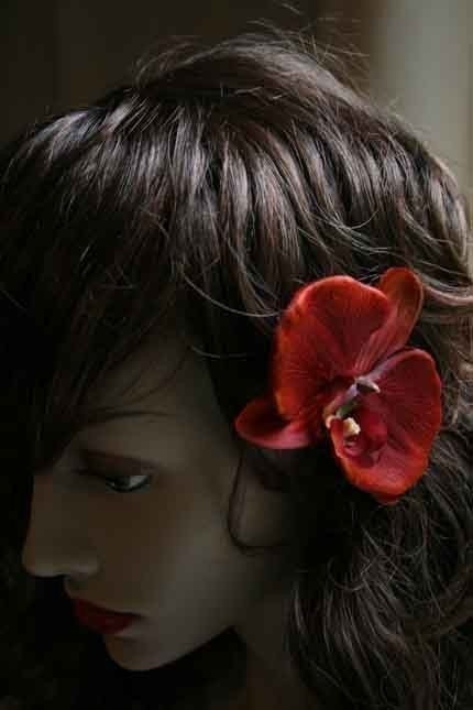 Darlene Burnt Red and Orange Hair Flower Fascinator