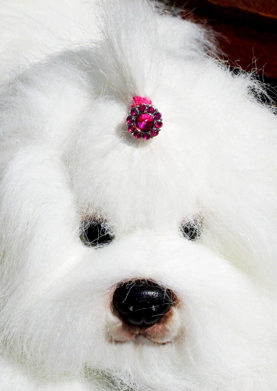 3 Button Bling Top Knot Tamers for your Dog's Hair--TKTamer, Dog Hair Bow Alternative, No Rubber Bands