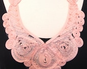 Modern bib necklace pink peach lace necklace statement necklace bow necklace necklace applique necklace-Peaches And Cream Necklace