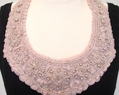 Statement necklace lace necklace bib necklace dusty pink fabric necklace ribbon necklace evening necklace sequin necklace-Juliette Necklace