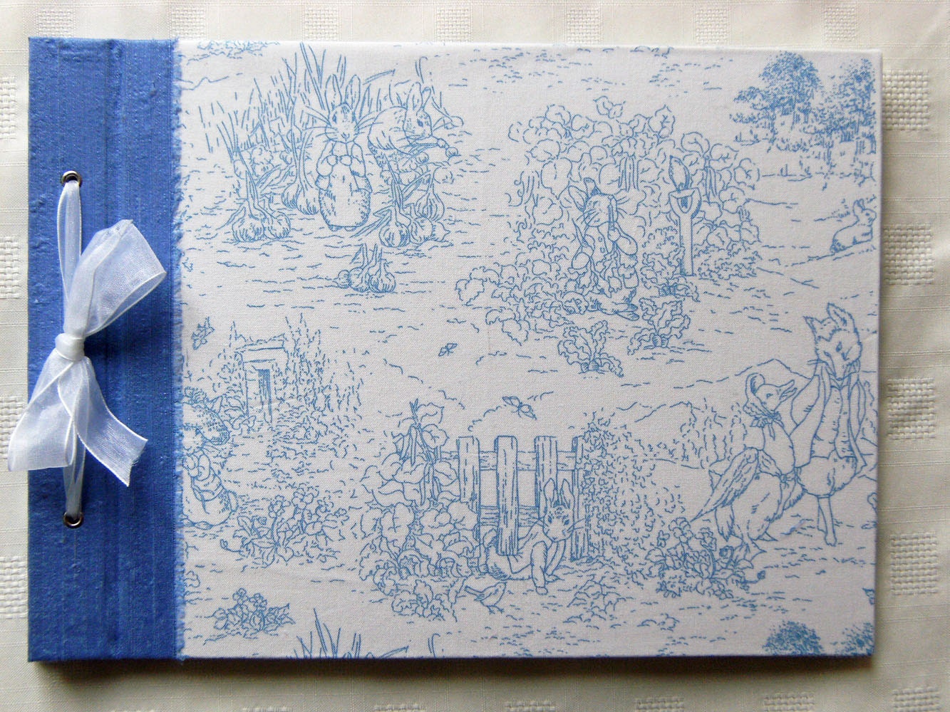 Baby Photo Album - Large Silk & Beatrix Potter Fabric Album - Ready to Ship