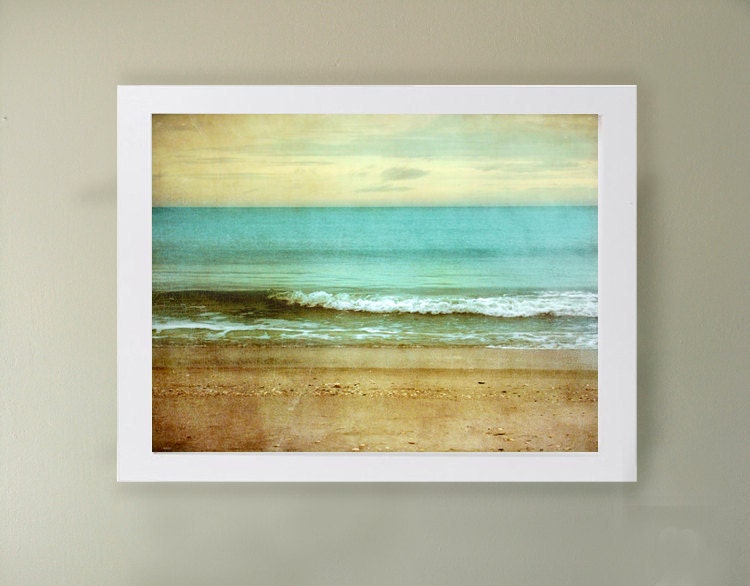 32x24 Beach I Art Print. Beach photography. Turquoise blue water, serene skies and sandy beaches. Large print.  Landscape photography.