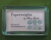 Custom Personalized OOAK Business Card Rectangle Glass Paperweight Home Decor Desk Accessory