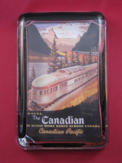 Home Decor Canadian Pacific Train Travel Advertisement Poster Large Rectangle Glass Paperweight