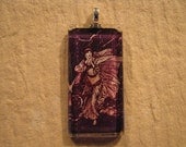Fairy Tale Arthur Rackham Watercolor Large Rectangle Glass Pendant with 24" Ball Chain Necklace