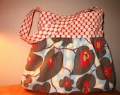 Amy Butler's Morning Glory in Linen and Full Moon Dots in Cherry Gathered Shoulder Boutique Bag