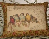 Rainbow of French Birds Postcard Bird Pillow