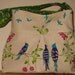 Pleated Hobo Messenger Bag with Adjustable Strap in Echino Bird Song by Etsuko Furuya - Larger Size - Last One