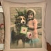 Christmas Pillow French Girl and St. Bernard French Christmas Postcard Pillow