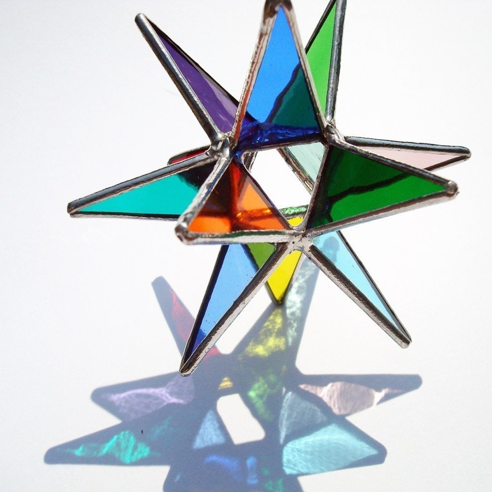 Miniature Rainbow Moravian Star - Handmade Stained Glass