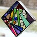 Original 3D free-hanging Stained Glass Art - Color Me Square - 4.5"
