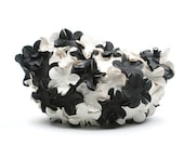 Vintage Style Cosmetic Bag out of Bathing Cap - Black & White - Multi floral