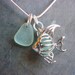 Sea Glass Necklace Locket Filigree Fish Sea Foam Beach Glass - Special Order