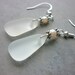 Sea Glass Earrings Wedding White Pearls Beach Glass