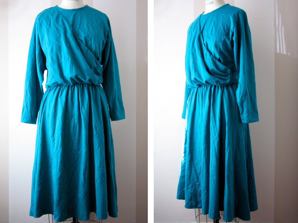 teal jersey batwing dress