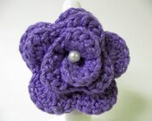 Crochet Rose Ring-  Periwinkle