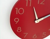 modern numbers clock poppy red