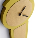 modern wall clock - simple chic - chartreuse, pale grey, ash grey, poppy red, white