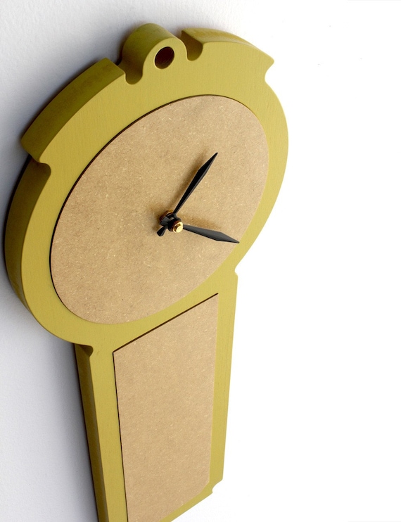 modern wall clock - simple chic - chartreuse, pale grey, ash grey, poppy red, white