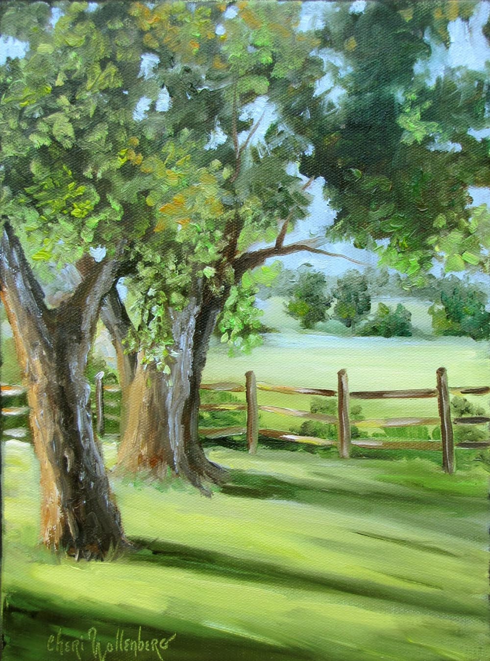 Landscape,Original Painting,Oil Painting,Greens,9x12,Trees,Gallery Wrapped Canvas,Contemporary Realism,Small,Wall Decor
