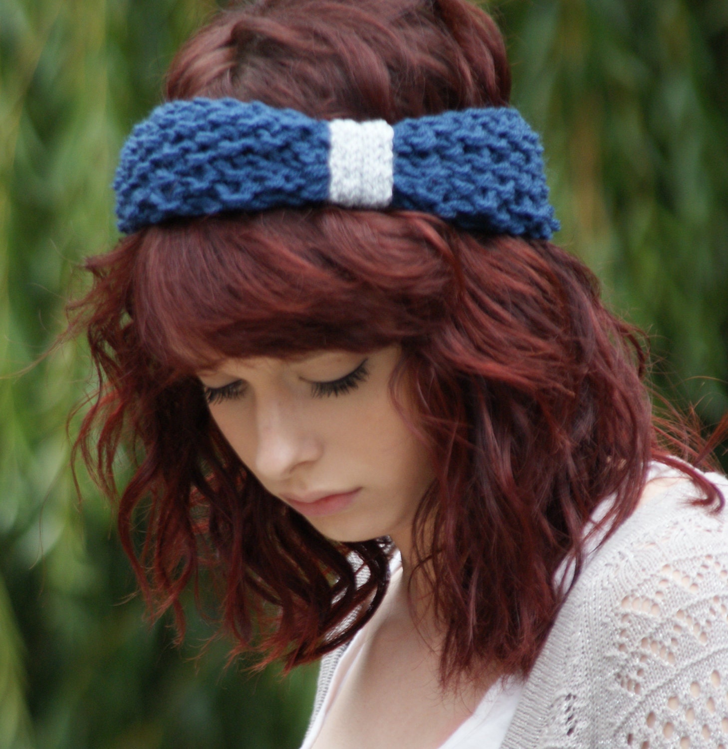 Knitted Denim Bow HeadBand
