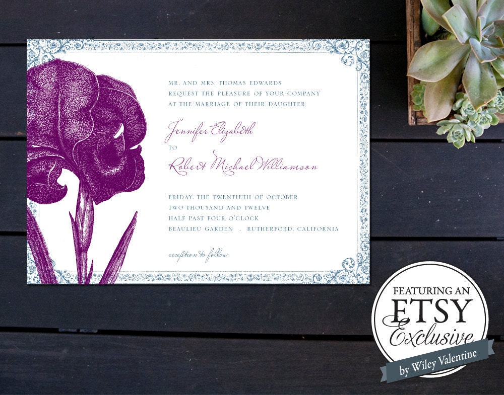 Custom Iris Wedding Invitation Set (((ETSY EXCLUSIVE)))