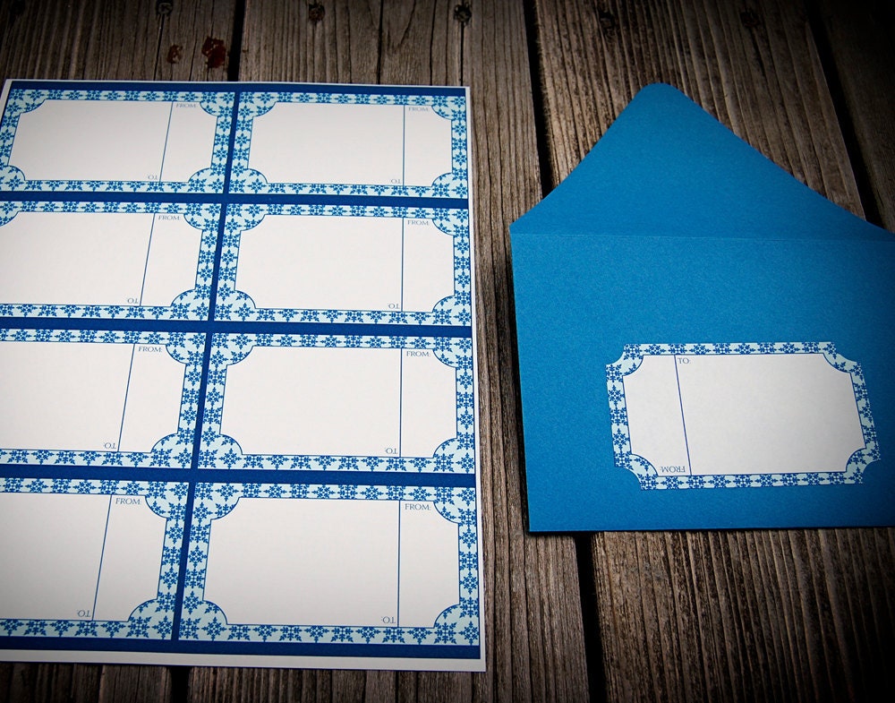 SALE - Gift Label Sheet with Snowflakes - 32 Labels