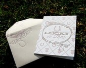 Lucky In Love Horseshoe Letterpress Greeting Card